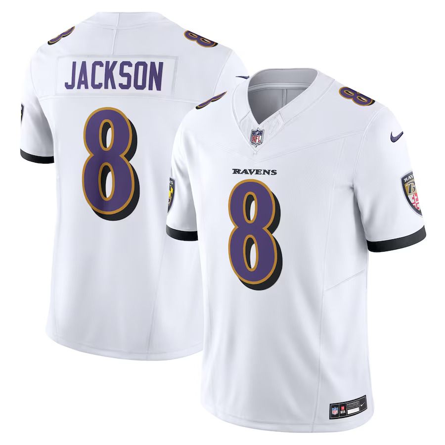 Men Baltimore Ravens #8 Lamar Jackson Nike White Vapor F.U.S.E. Limited NFL Jersey->baltimore ravens->NFL Jersey